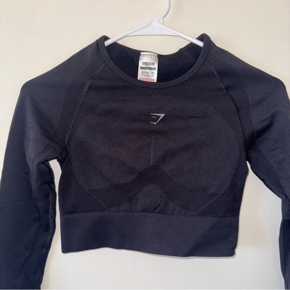NWOT Gymshark Black Flex Cropped Longsleeve Small - Picture 2 of 5